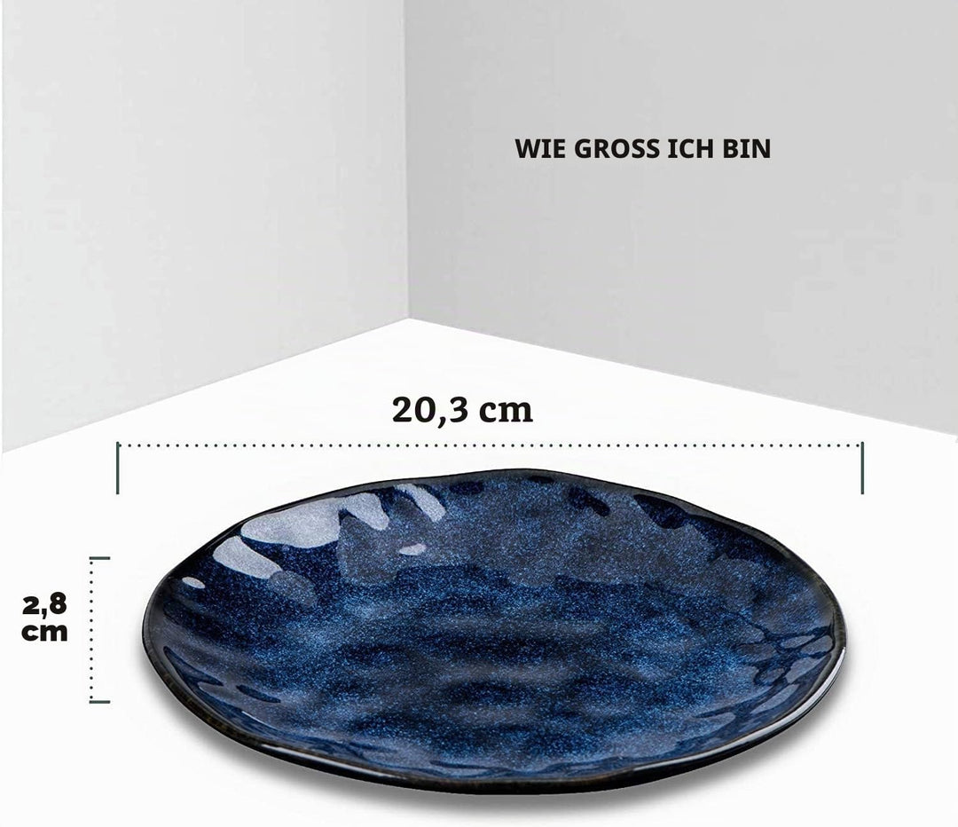 Vicrays Keramik Speiseteller, 6-er Set, 20,3 cm, Kuchenteller für 6 Personen - Porzellan spülmaschin
