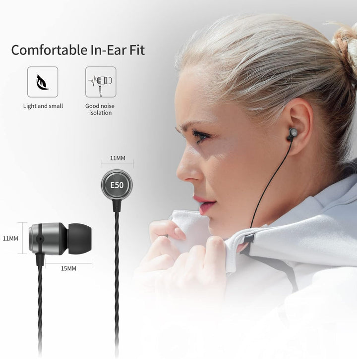 SoundMAGIC E50 Wired Earbuds Without Microphone, In-Ear HiFi Headphones, Noise Isolating Headphones,
