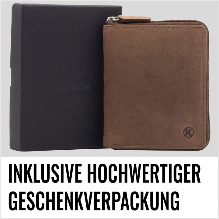 KORUTA® Geldbörse Damen Leder mit RFID Schutz I Portemonnaie Damen Gross mit Münzfach I Echtleder Ge