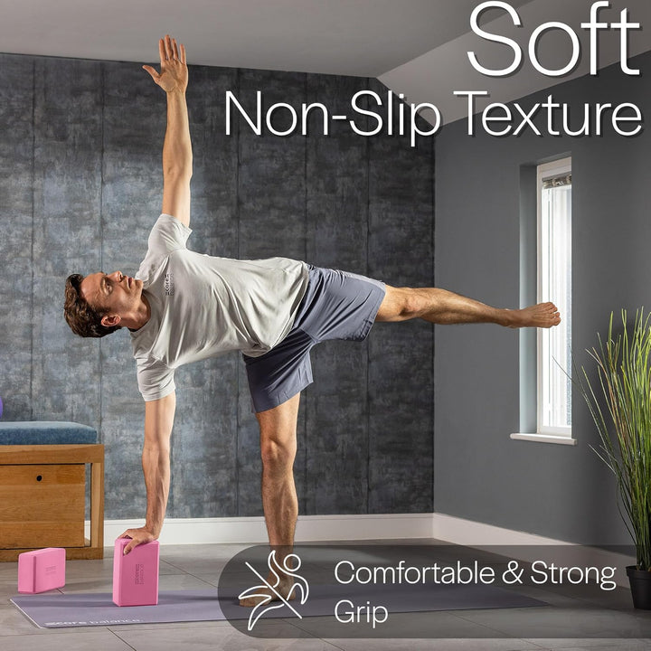 Core Balance Yoga Blocks im Doppelpack & GRATIS Yoga-Gurt, 2 STK. Eva Schaumstoff-Blöcke, robust & l