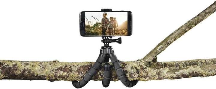 Hama Flex Dreibeinstativ 1/4 Zoll Arbeitshoehe=9-26cm Schwarz Fuer Smartphones und GoPro 4613 Schwar