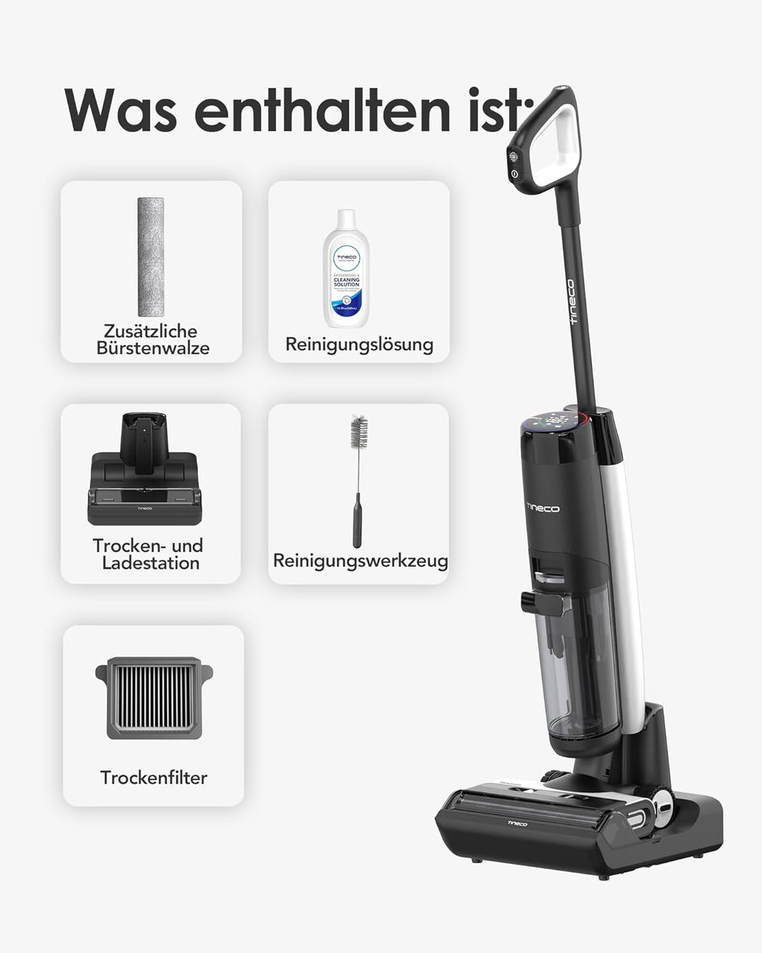 Tineco Floor ONE S7 FlashDry Nass Trockensauger, 70°C Heissluft-Schnell-Trocknung, Doppelseitige Kan