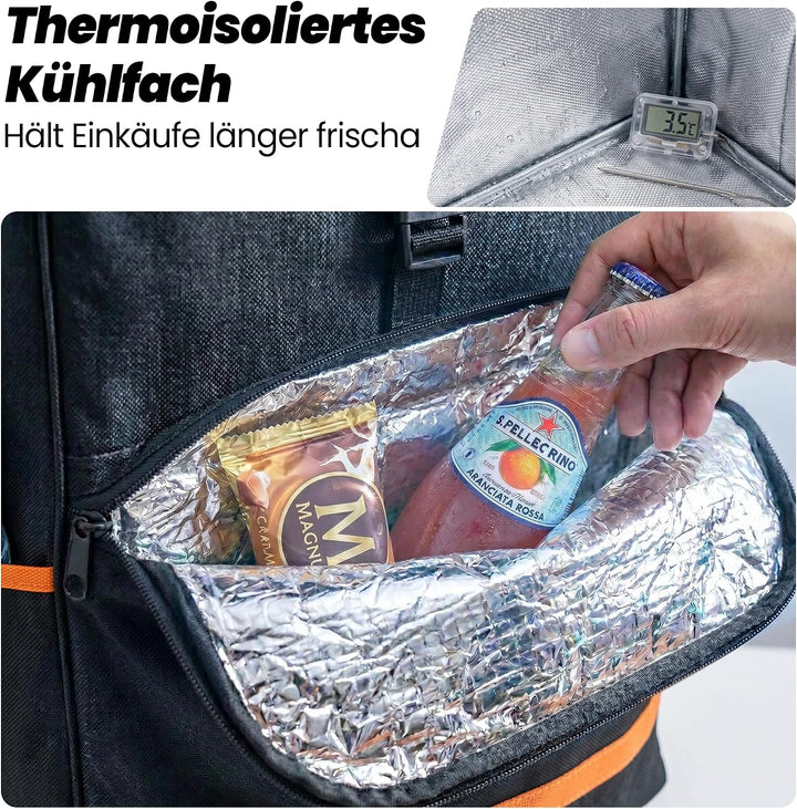 Eskey Einkaufstrolley mit Kühlfach – Robuster Einkaufstrolley klappbar faltbar – Wasserdichter Einka