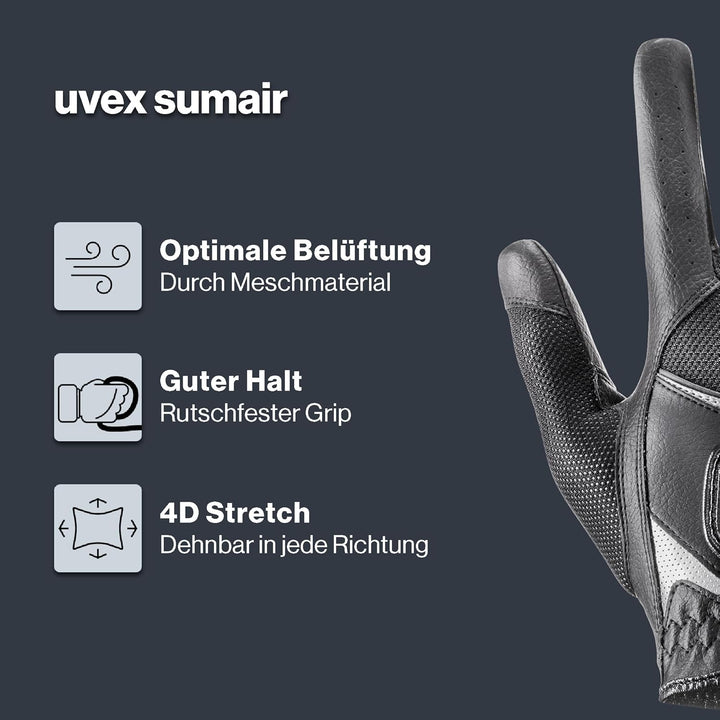 Uvex Unisex – Erwachsene Sumair Reithandschuhe 8 black-silver, 8 black-silver