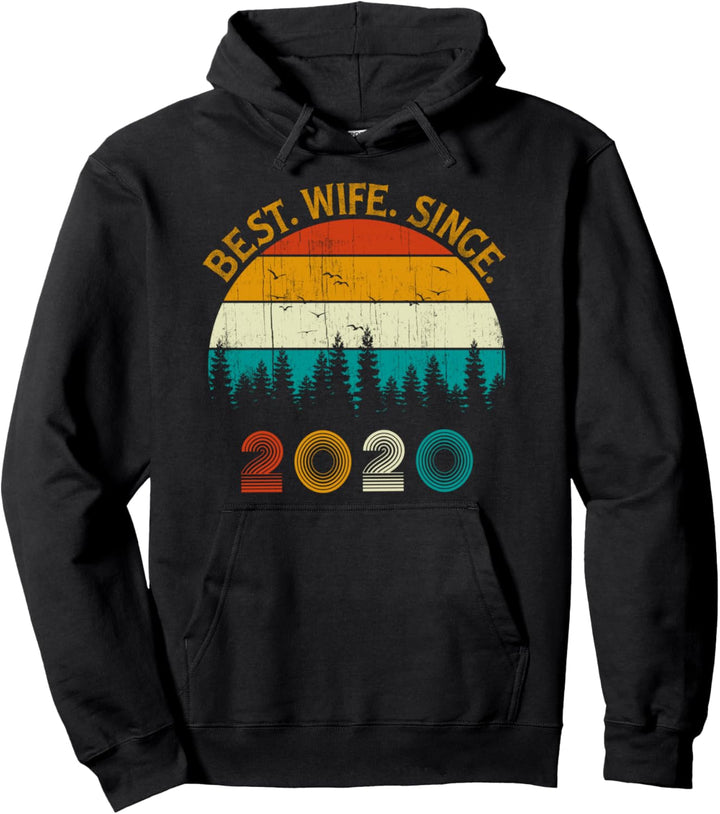 Vintage Retro Style Pine Tree women's Best Wife Since 2020 Pullover Hoodie