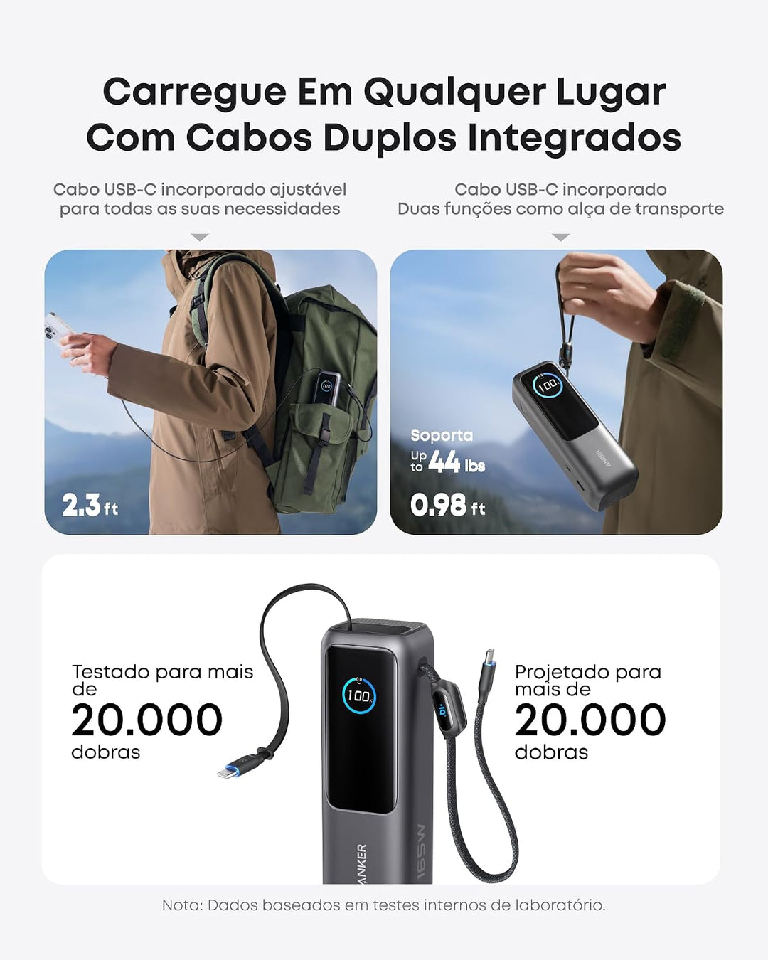 Anker 100W USB C Kabel [2 Stück 1,8m]+Anker 165W 25000mAh Laptop Powerbank