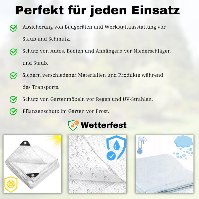 Plane Abdeck-Plane Wasserdicht Gewebe-Plane mit Ösen - Tarp - Schutzplane für alle Wetterbedingungen