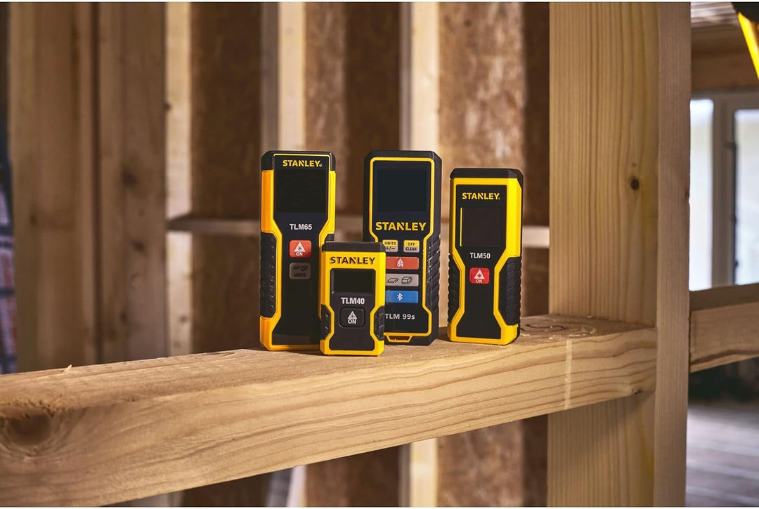 STANLEY Laserentfernungsmesser TLM40 (bis 12m Reichweite, schwarzes Display mit Heller Schrift für b