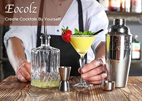 Eocolz Cocktail Shaker Set Edelstahl Barkeeper Set Bar Zubehör mit Ständer, Doppeljigger, Sieb, Bar