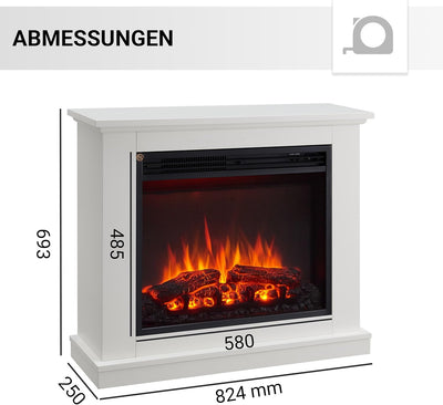 CrownFlame Phanos Elektrokamin - Elektrischer Standkamin mit Heizung 1000/2000 W, realistischer 3D-F