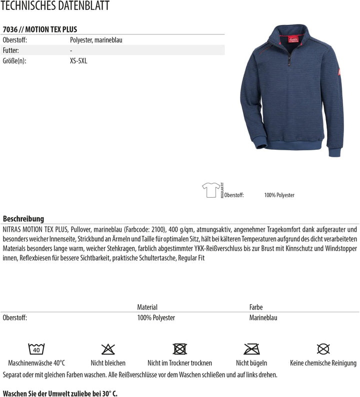 Nitras Pullover Motion TEX Plus (Farbe: Marine; Grösse: XS)