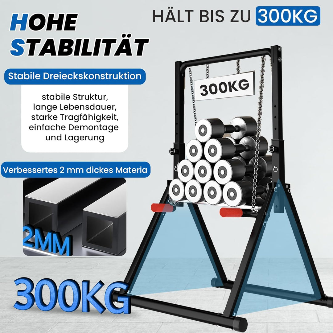 DOBESTS Faltbar Power Tower Dip Station Klimmzugstange Freistehend Höhenverstellbar Multifunktional
