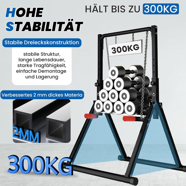 DOBESTS Faltbar Power Tower Dip Station Klimmzugstange Freistehend Höhenverstellbar Multifunktional