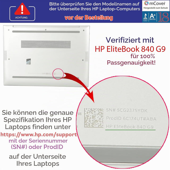 mCover Schutzhülle nur kompatibel mit HP EliteBook 840 (Intel CPU) | 845 (AMD CPU) G9 / G10 Serie No