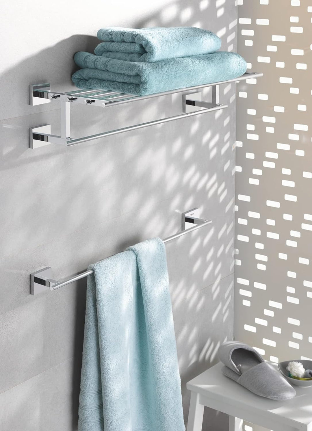 Bundle aus GROHE Start Cube - Badetuchhalter, 41089000 + GROHE QUICKFIX - Kleber- Set für Badaccesso