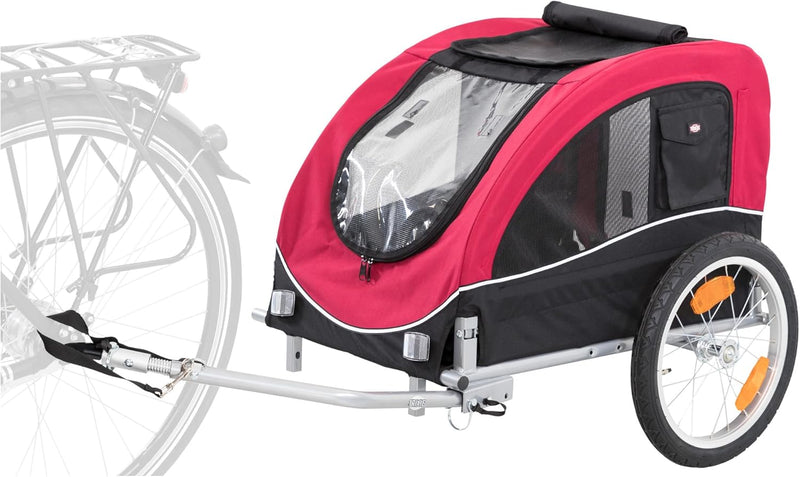 Trixie 12814 Fahrrad-Anhänger, M: 63 × 68 × 75/137 cm, schwarz/rot M