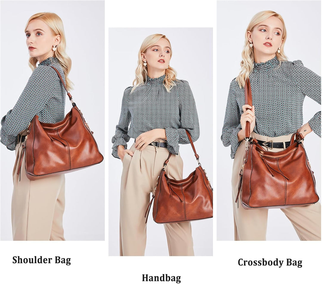 BestoU Handtasche Damen Schwarz Gross Leder Gross Tasche Umhängetasche Schultertasche Shopper Henkel
