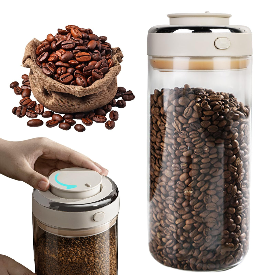 PRITOK Kaffeedose Luftdicht: 1700ml Kaffeedose mit Auslassventil und Datumsanzeige, Vakuum Kaffee Do