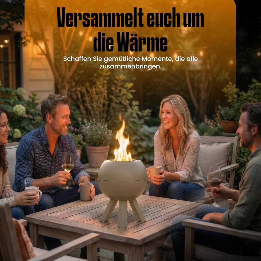 Feuerschale, Feuerstelle,Doppelwandig,Hitzebeständig,Raucharm (Beige), Beige