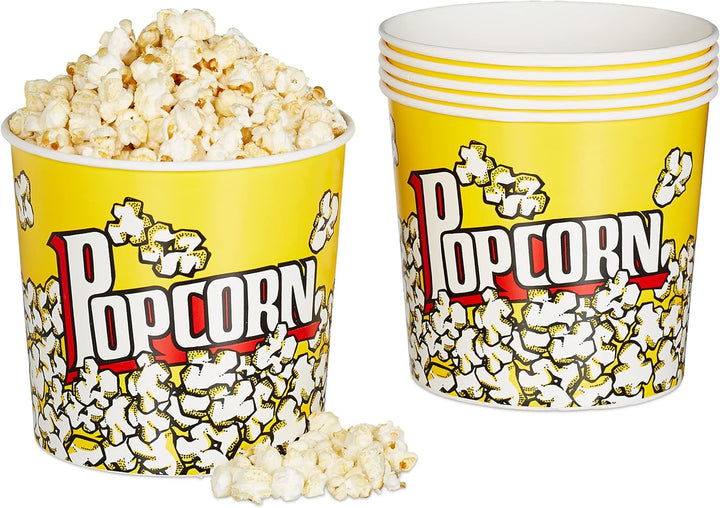 Relaxdays 24 x Popcorn Eimer, Popcorn Behälter Kunststoff, Popcornkübel wiederverwendbar, 2,8 l, Ret