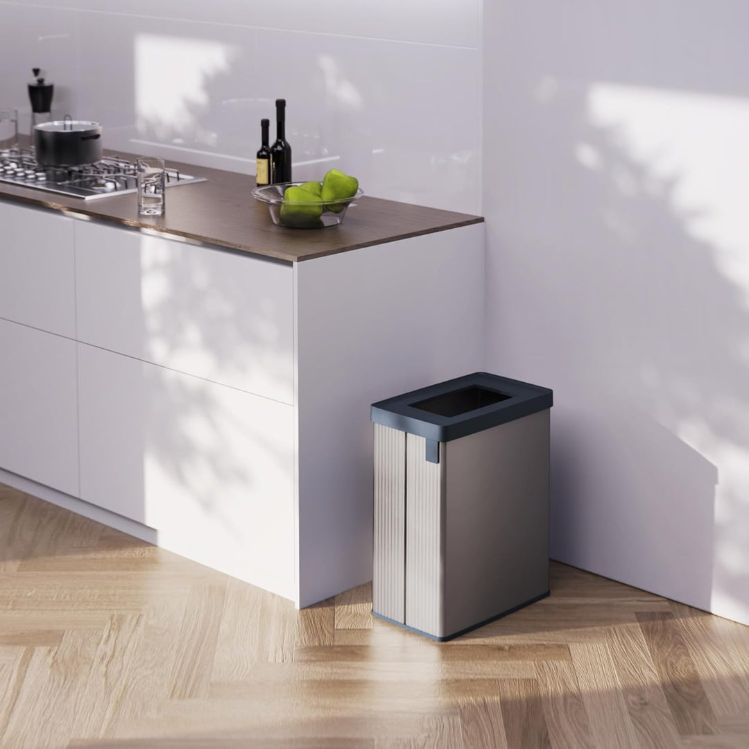 Curver Verto Recycle 54L Mülleimer für Küche, zwei Fächer, einfache Sortierung, offen, schlankes Des