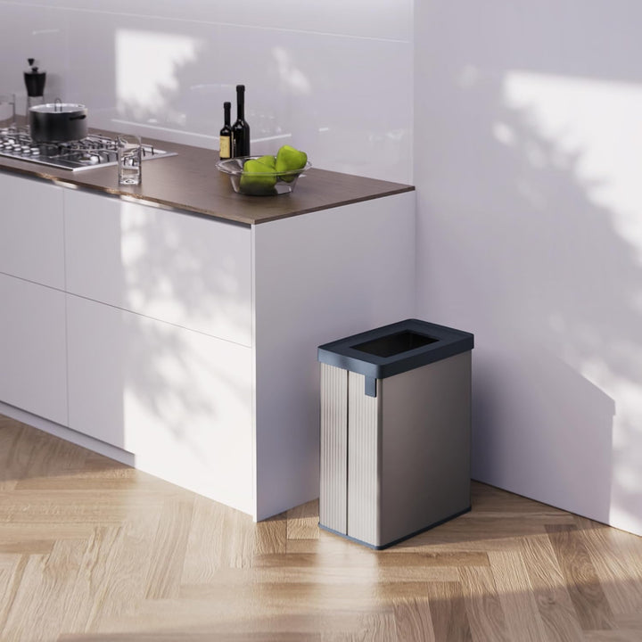 Curver Verto Recycle 54L Mülleimer für Küche, zwei Fächer, einfache Sortierung, offen, schlankes Des