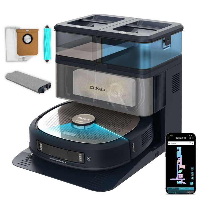 Cecotec Saugroboter und Wischroboter mit KI, Selbstentleerungsstation und Lasertechnologie Conga Z10