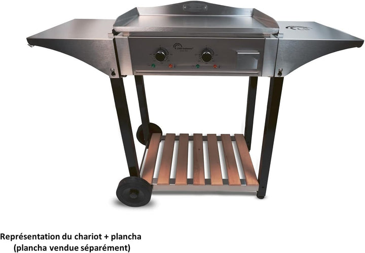 LITTLE BALANCE Chariot pour plancha Aquitaine Pro Planchawagen, Edelstahl & Holz