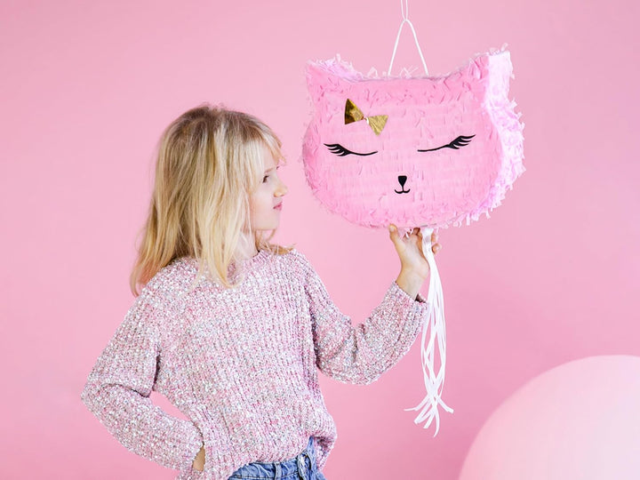 Piñata 27x35x9cm Katze - Party Dekoration zum Befüllen - Partyspiele für Kindergeburtstag Geburtstag