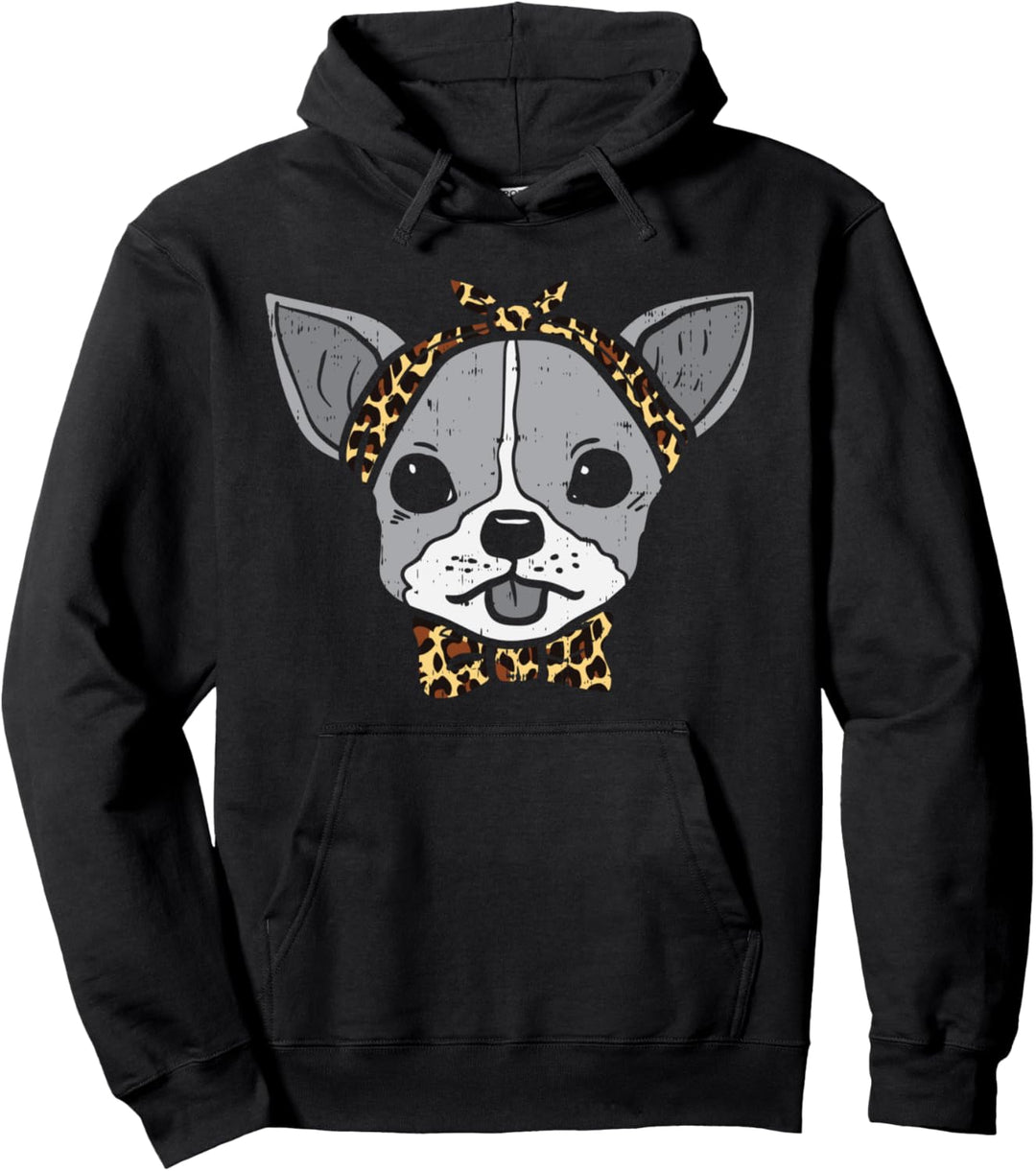 Chihuahua Leopard Print Bandana Chiwawa Dog Lover Women Gift Pullover Hoodie