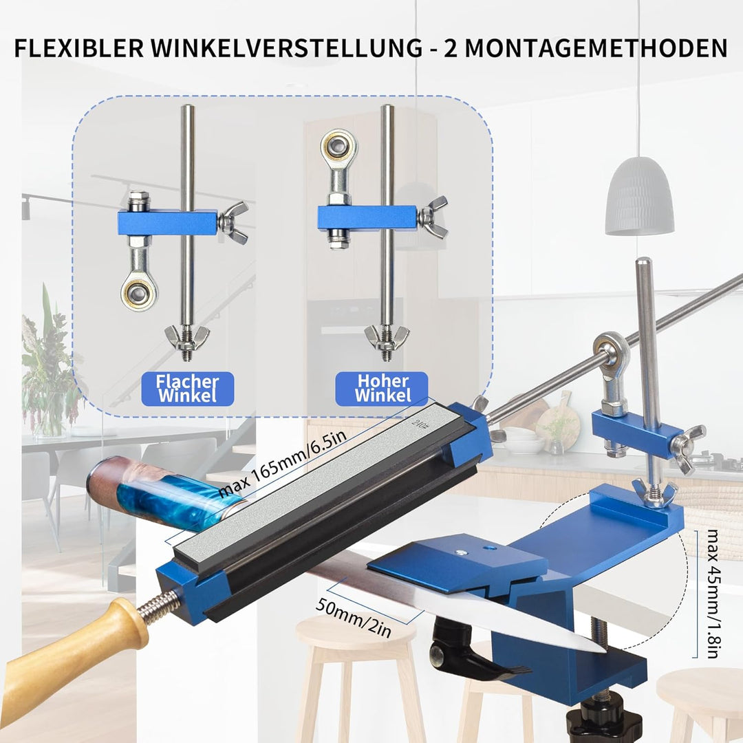 CWOVRS Messerschärfer Profi, Professioneller Messerschärfer mit Schnellspann-Design, Festwinkel Mess