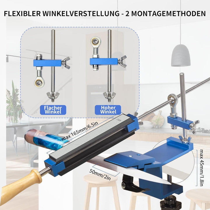 CWOVRS Messerschärfer Profi, Professioneller Messerschärfer mit Schnellspann-Design, Festwinkel Mess