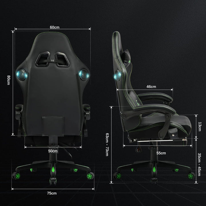 GTPLAYER Gaming Stuhl, Ergonomischer Gaming Sessel Schreibtischstuhl PC Gamer Racing Stuhl mit Fusss
