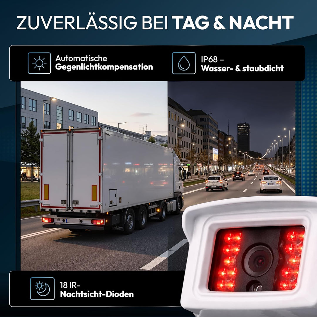 VSG24 Rückfahrkamera 7" Transporter-Set Transit inkl. Kamera, Monitor, Kabel - Wasserdicht Nachtsich