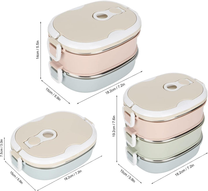 Brotdose aus Edelstahl, Luftdichte Bento-Box, Tragbare Thermo-Lunchbox mit Griff für Büro, Arbeitses