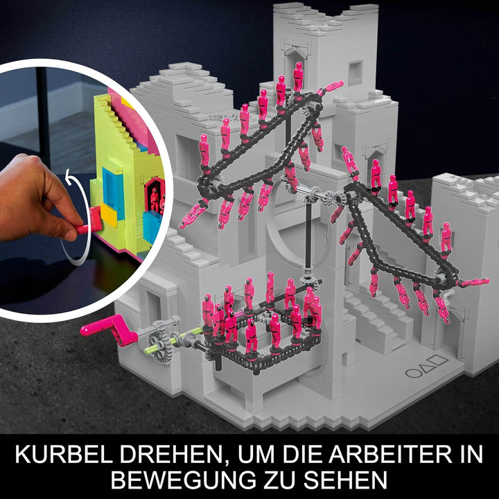 MEGA Squid Game Actionfigur Bauspielzeug Das Treppenhaus mit 1707 Teilen, bewegliche Figur, für Samm