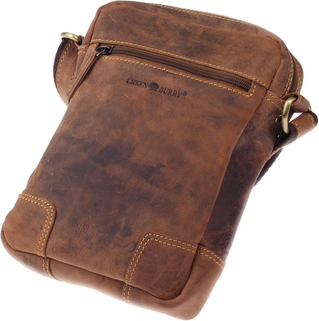 Greenburry Vintage Ledertasche Umhängetasche braun 20 x 26 x 6 cm