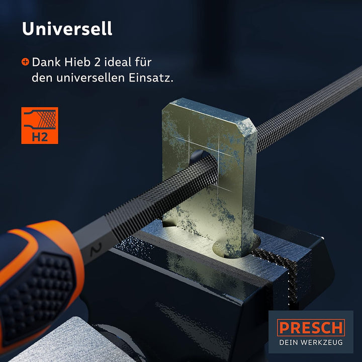Presch Werkstattfeilen Set 5tlg. inkl Rolltasche - Hochwertiges Metallfeilen Set mit Hieb 2 inkl. Fl