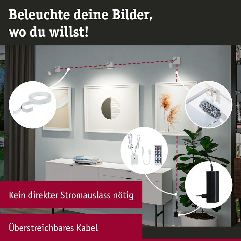 Paulmann 95576 LED Bilderleuchte Adelia Set 370lm incl. 1x4,5 Watt dimmbar Bildbeleuchtung 2700 K, A