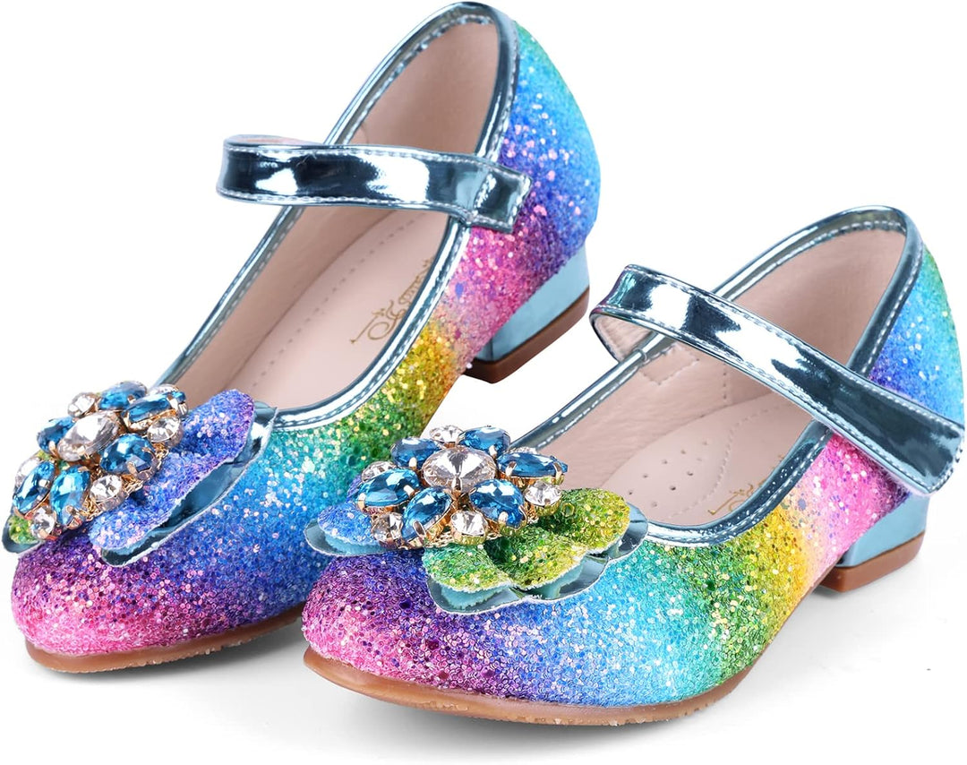 Prinzessin Schuhe Mädchen High Heels Sandalen Mädchen Pailletten Party Pumps Kinder 25 EU Blau 5, 25