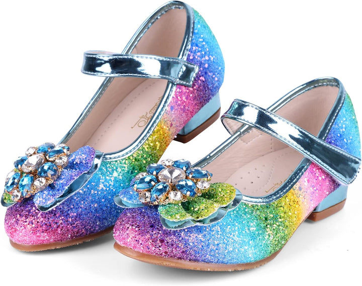 Prinzessin Schuhe Mädchen High Heels Sandalen Mädchen Pailletten Party Pumps Kinder 25 EU Blau 5, 25