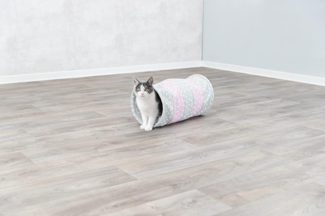 Trixie 4291 Spieltunnel, Fleece, ø 25 × 50 cm, grau/rosa (Packung mit 2) 1 Stück (2er Pack), 1 Stück