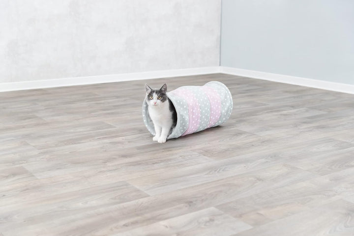 Trixie 4291 Spieltunnel, Fleece, ø 25 × 50 cm, grau/rosa (Packung mit 2) 1 Stück (2er Pack), 1 Stück