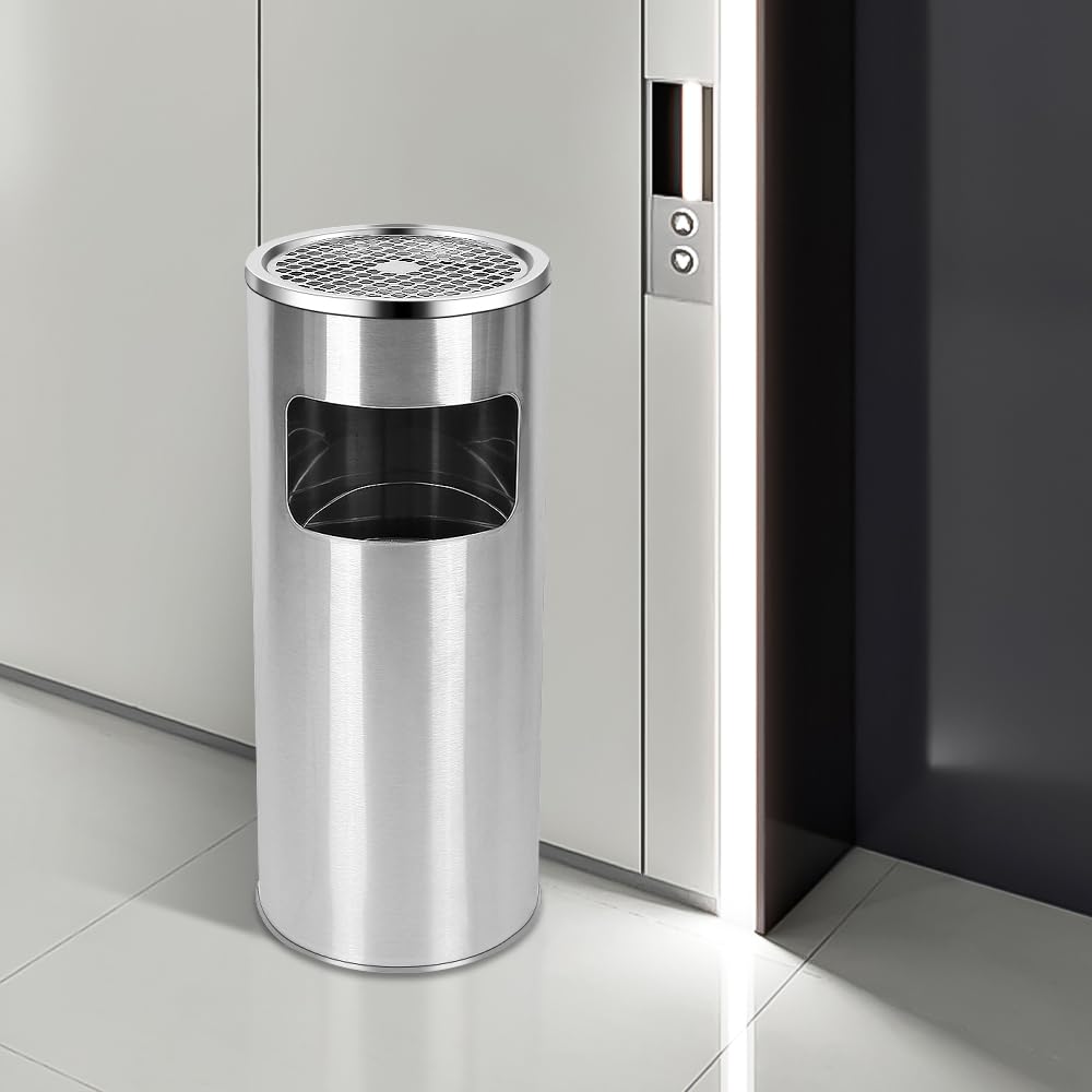 Mülleimer aus Edelstahl, 30 l, Mülleimer für Küche, Standaschenbecher für den Aussenbereich, mit Mül