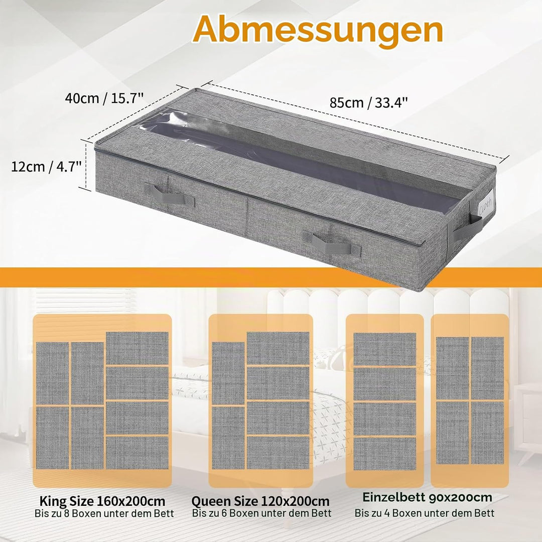 GARPROVM Stabil Unterbett Aufbewahrungsbox 3er Set, 85x40x12cm Formstabil Unterbettkommode Unterbett