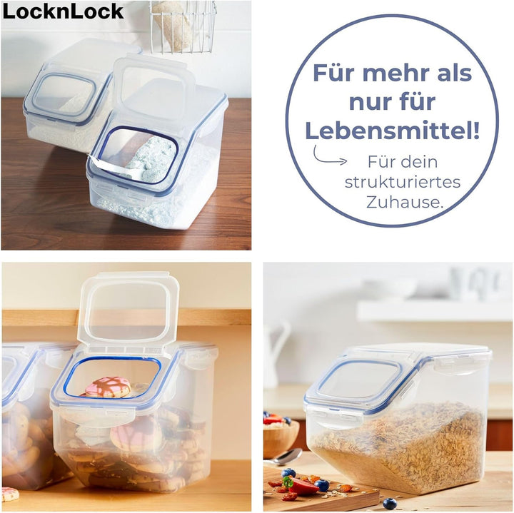 LocknLock PP Classic Küchen Caddy, 350 x 230 x 270 mm, 12 L, 100 % Luftdicht, Cleveres Verschluss-Sy