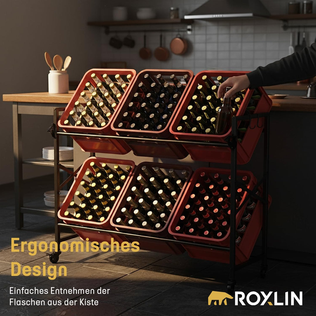 Roxlin Getränkekistenregal für 3/6 Kisten – Schwerlastregal aus Metall für Bier- & Wasserkisten – Ge