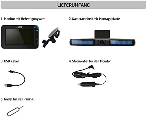 Pro User Solar Rückfahrkamerasystem DRC4310 SOLAR: digitales kabelloses Funk-Rückfahrkamera-Set mit