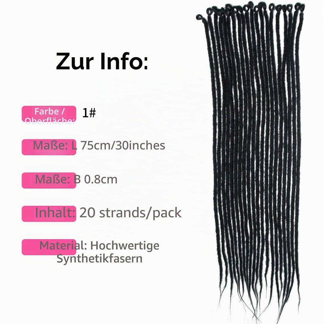 30 Zoll 20 Stränge/Pack Synthetische Dreadlocks Verlängerungen 0,8cm Gehäkelte Geflochtene Haare Wei