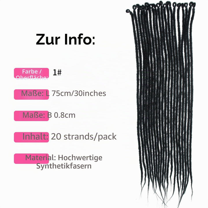 30 Zoll 20 Stränge/Pack Synthetische Dreadlocks Verlängerungen 0,8cm Gehäkelte Geflochtene Haare Wei